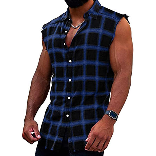 Men's Plaid Sleeveless Shirt - Armoire Melbourne