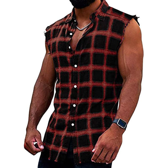 Men's Plaid Sleeveless Shirt - Armoire Melbourne