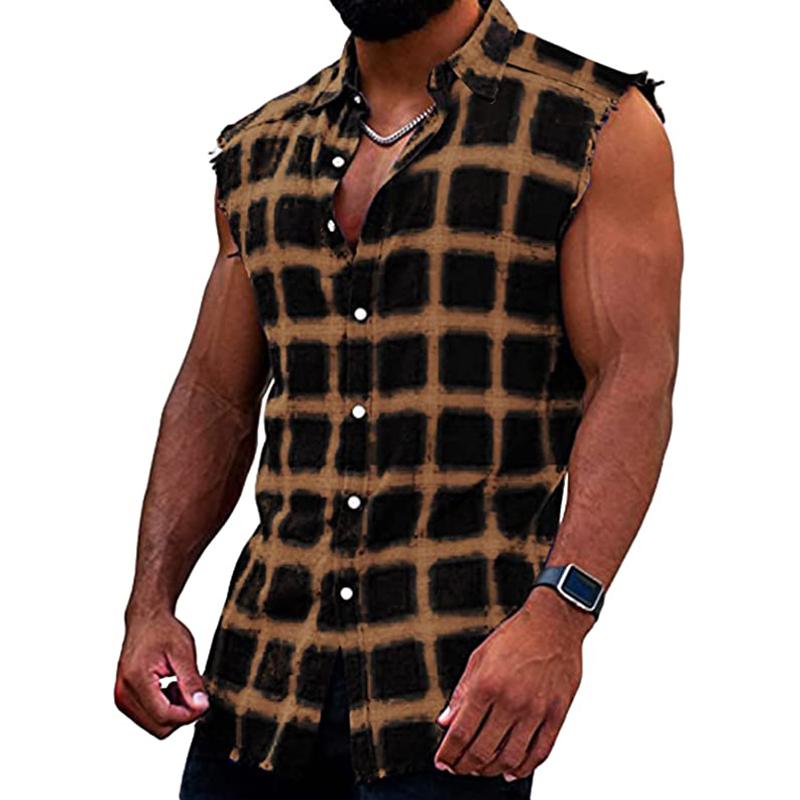 Men's Plaid Sleeveless Shirt - Armoire Melbourne