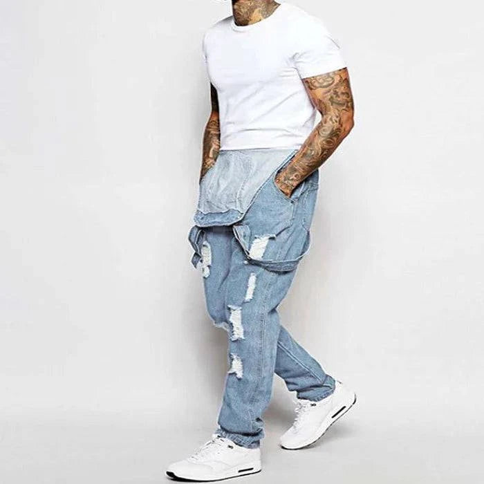 Men's Ripped Denim Overalls - Armoire Melbourne