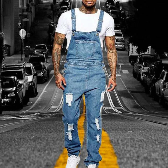 Men's Ripped Denim Overalls - Armoire Melbourne