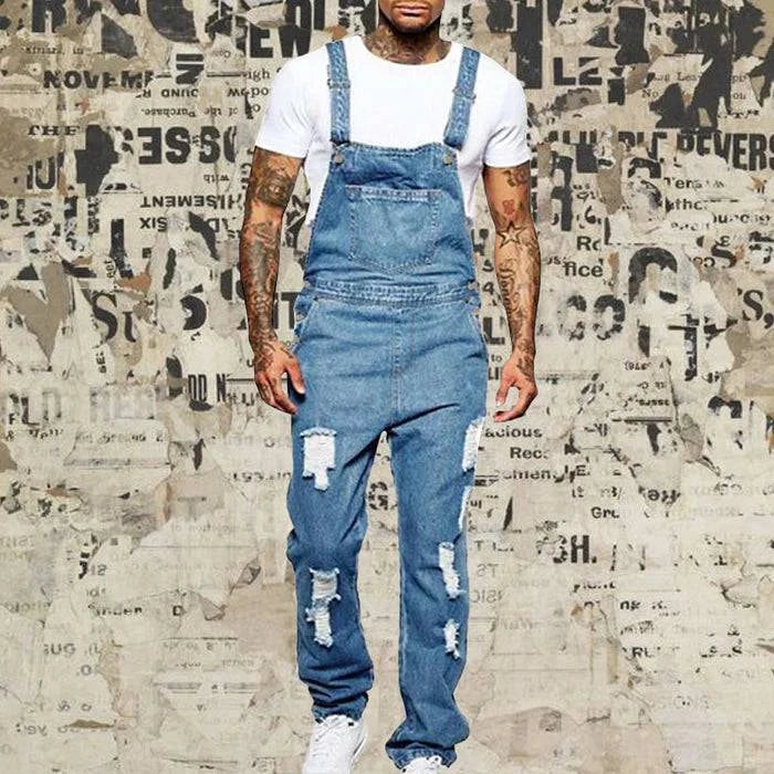 Men's Ripped Denim Overalls - Armoire Melbourne