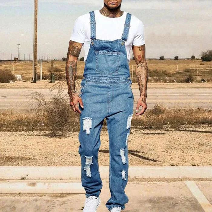 Men's Ripped Denim Overalls - Armoire Melbourne