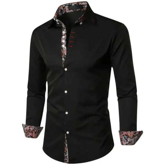 Men's Slim-Fit Paisley Accent Button-Up Shirt - Armoire Melbourne