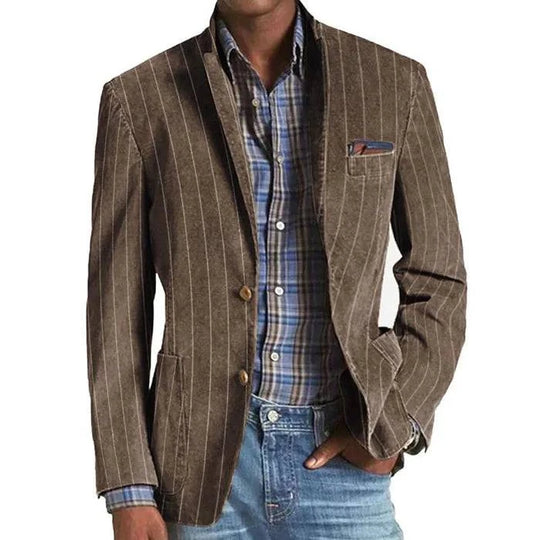 Men's Striped Single-Breasted Blazer - Armoire Melbourne