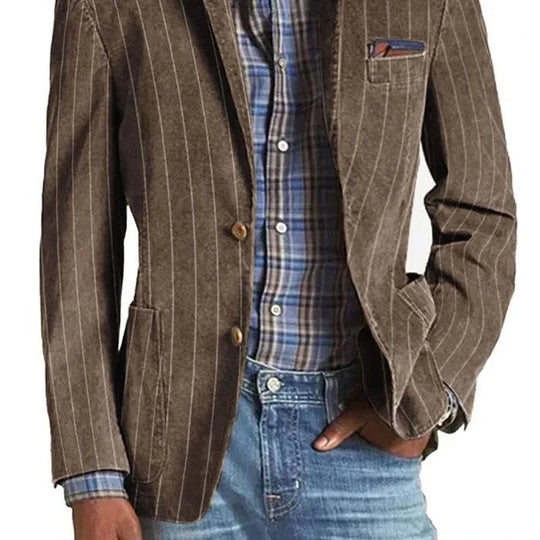 Men's Striped Single-Breasted Blazer - Armoire Melbourne