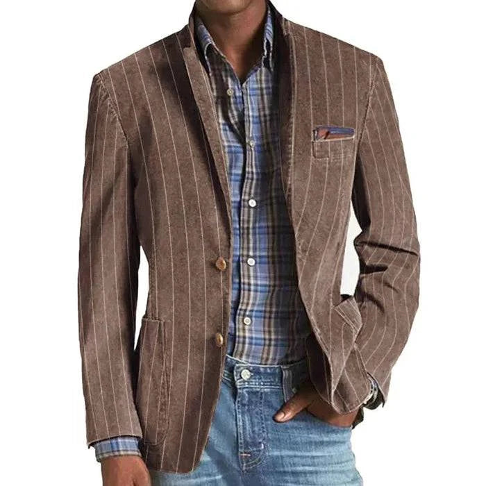 Men's Striped Single-Breasted Blazer - Armoire Melbourne