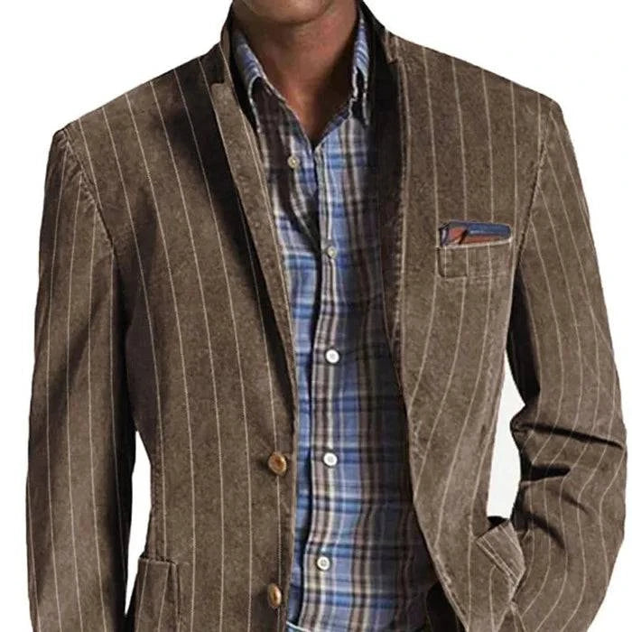 Men's Striped Single-Breasted Blazer - Armoire Melbourne