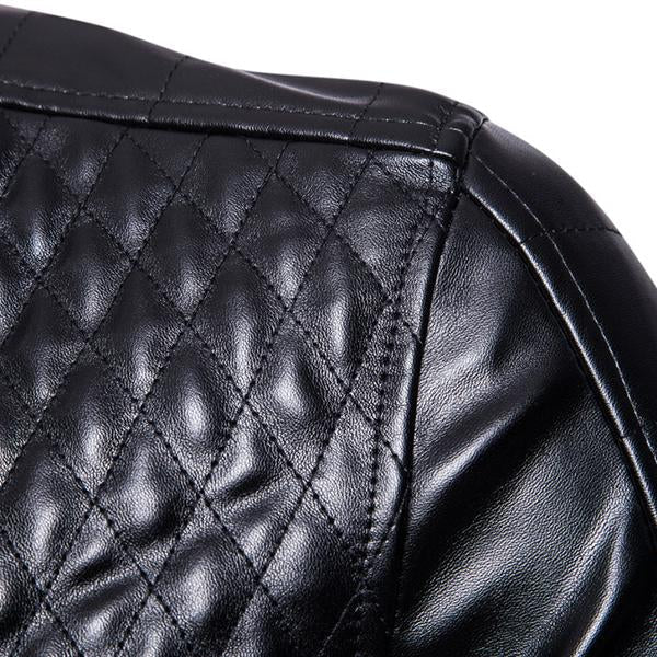 Men's Vintage Stand Collar Zip Leather Jacket - Armoire Melbourne