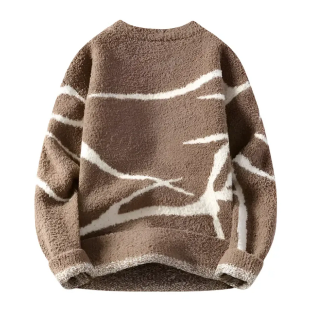 Men's Wool Blend Swater with Abstract Design - Armoire Melbourne