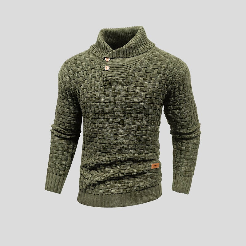 Buttoned Mid-Collar Warm Winter Sweater for Men