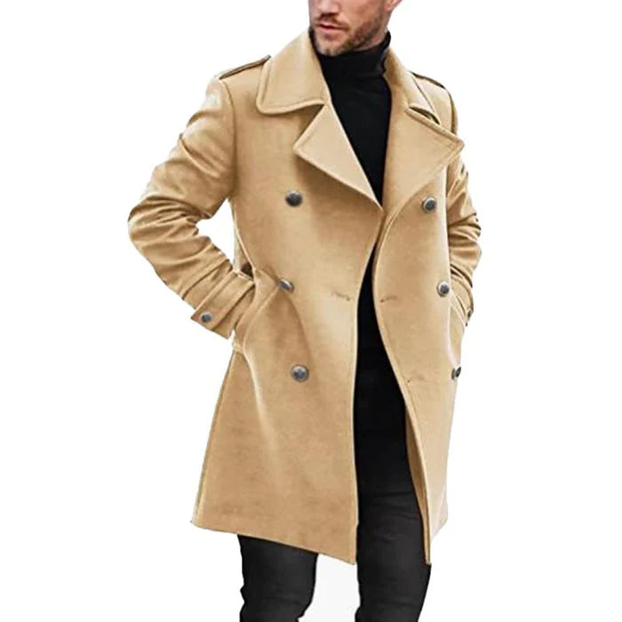 Men's Double Breasted Mid-Length Coat