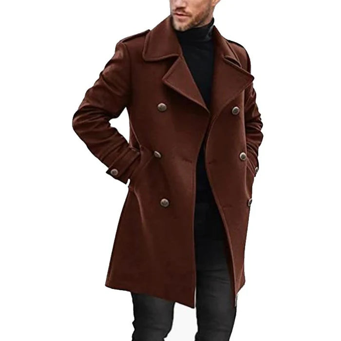 Men's Double Breasted Mid-Length Coat