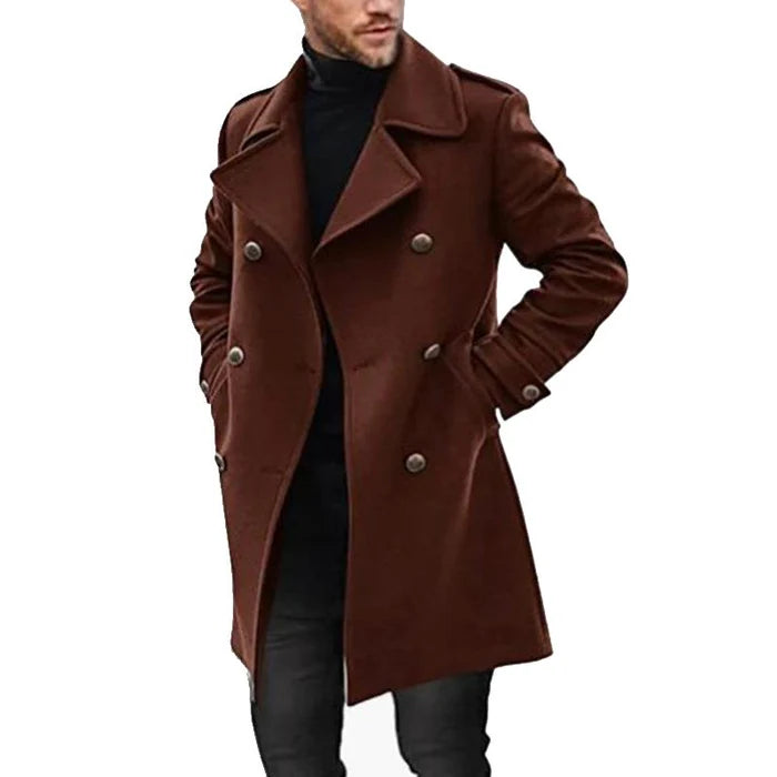 Men's Double Breasted Mid-Length Coat