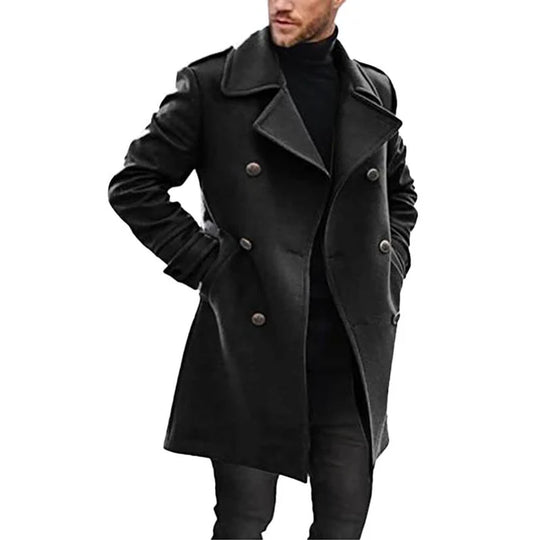 Men's Double Breasted Mid-Length Coat