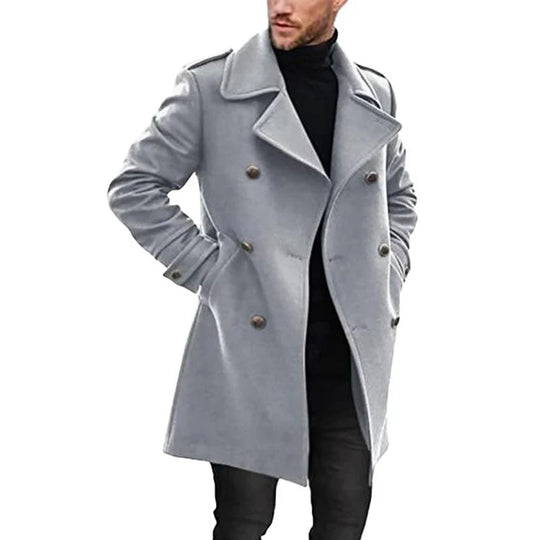 Men's Double Breasted Mid-Length Coat