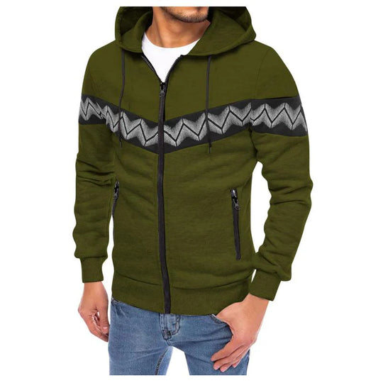 Men's Zigzag Pattern Zip-Up Hoodie