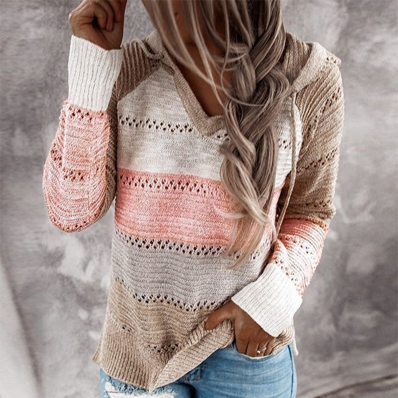 Trendy V-Neck Knit Sweater for Women