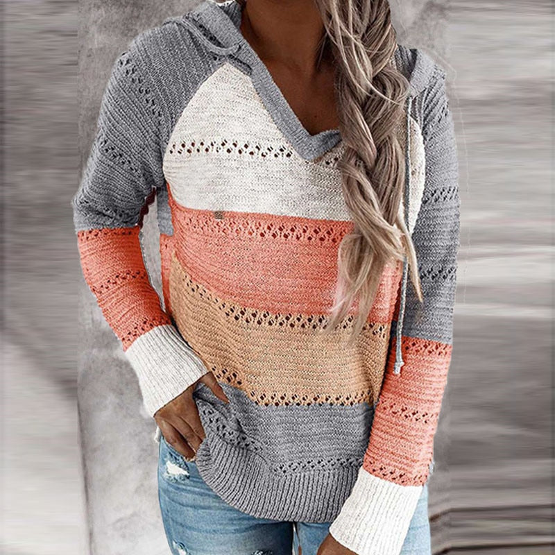 Trendy V-Neck Knit Sweater for Women