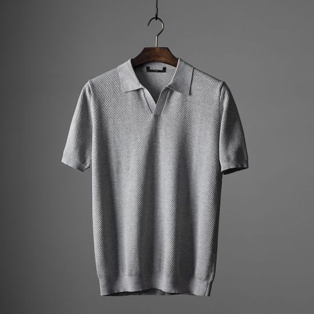 Knitted Cotton Polo Shirt for Men