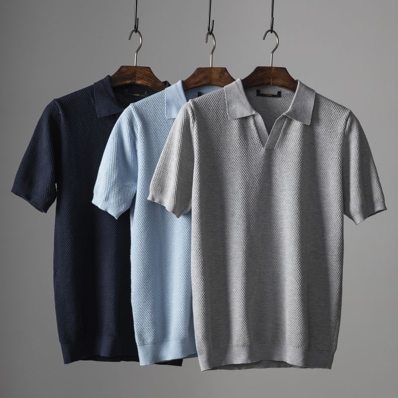 Knitted Cotton Polo Shirt for Men