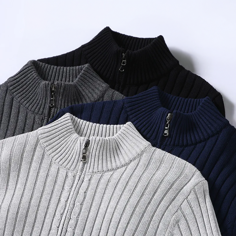 Classic Ribbed Knit Cardigan for Men