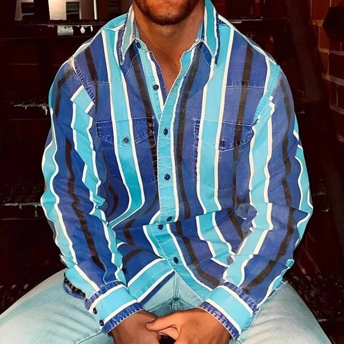 Striped Long Sleeve Shirt for Men - Armoire Melbourne
