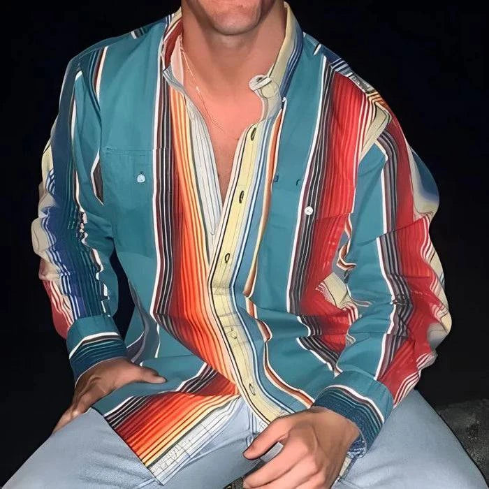 Striped Long Sleeve Shirt for Men - Armoire Melbourne
