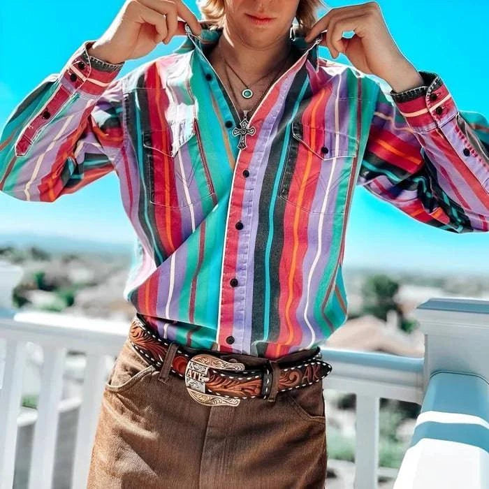 Striped Long Sleeve Shirt for Men - Armoire Melbourne