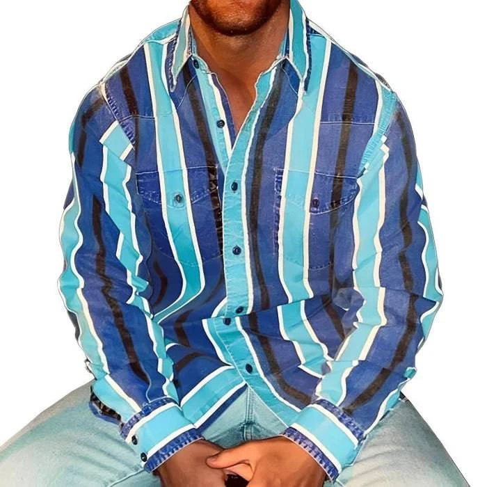 Striped Long Sleeve Shirt for Men - Armoire Melbourne