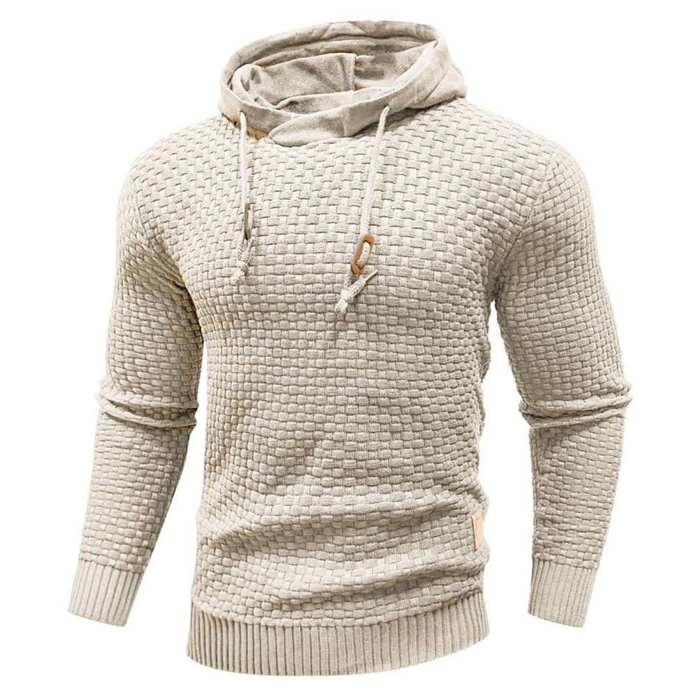 Textured Hoodie with Warm Lining and Ribbed Hem - Armoire Melbourne