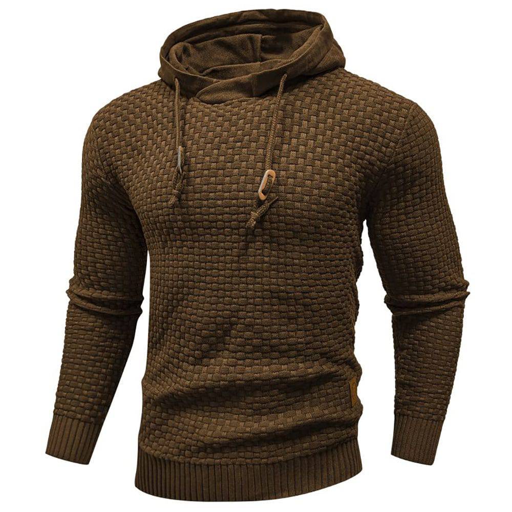 Textured Hoodie with Warm Lining and Ribbed Hem - Armoire Melbourne