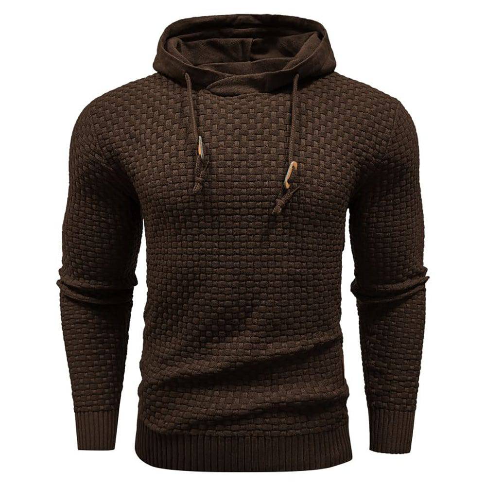 Textured Hoodie with Warm Lining and Ribbed Hem - Armoire Melbourne