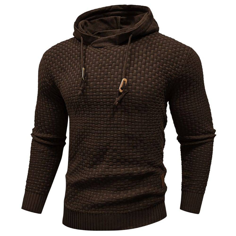Textured Hoodie with Warm Lining and Ribbed Hem - Armoire Melbourne