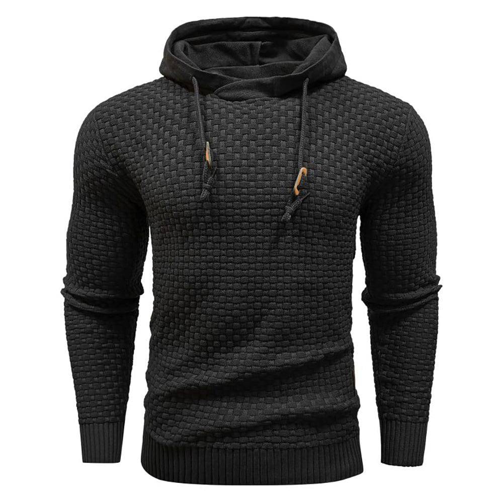 Textured Hoodie with Warm Lining and Ribbed Hem - Armoire Melbourne