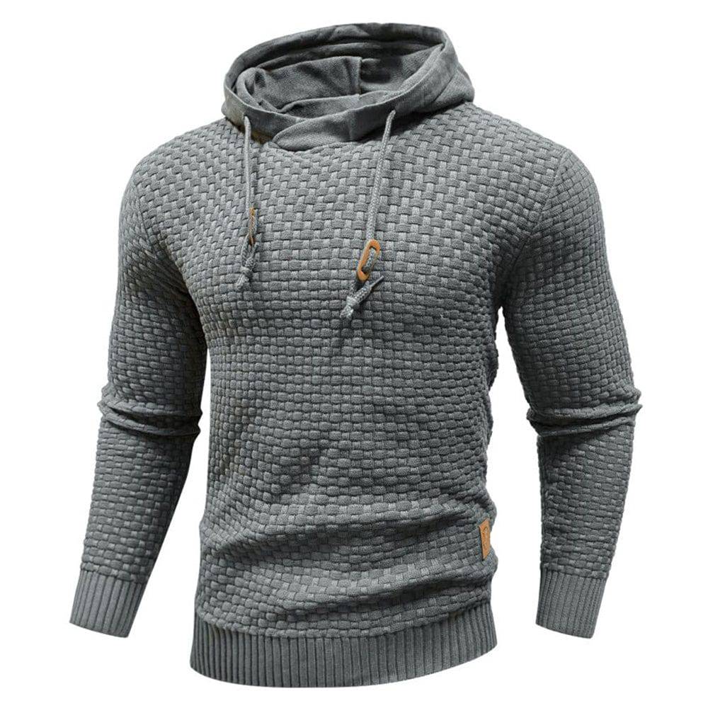 Textured Hoodie with Warm Lining and Ribbed Hem - Armoire Melbourne