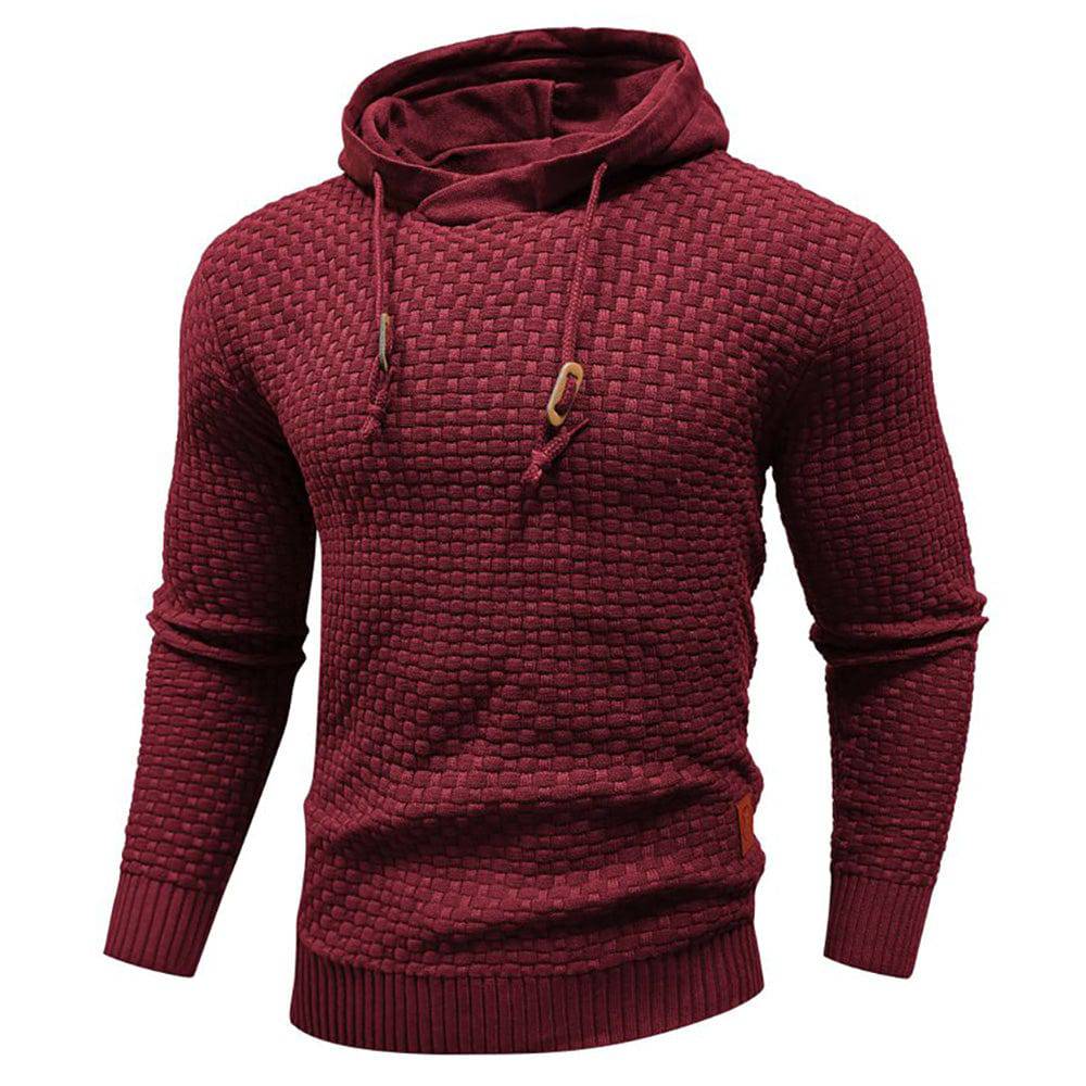 Textured Hoodie with Warm Lining and Ribbed Hem - Armoire Melbourne