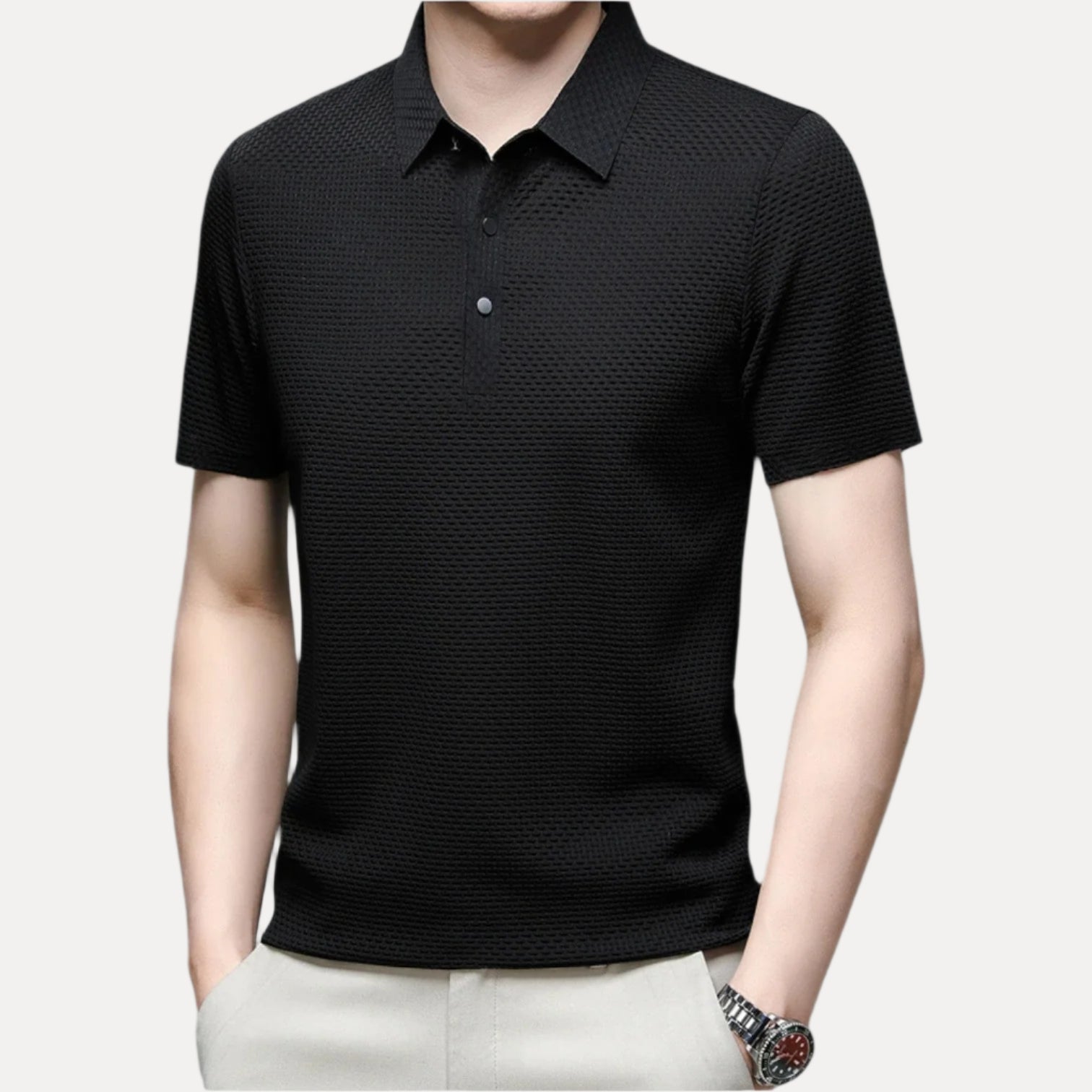 Textured Short Sleeve Polo Shirt for Men - Armoire Melbourne