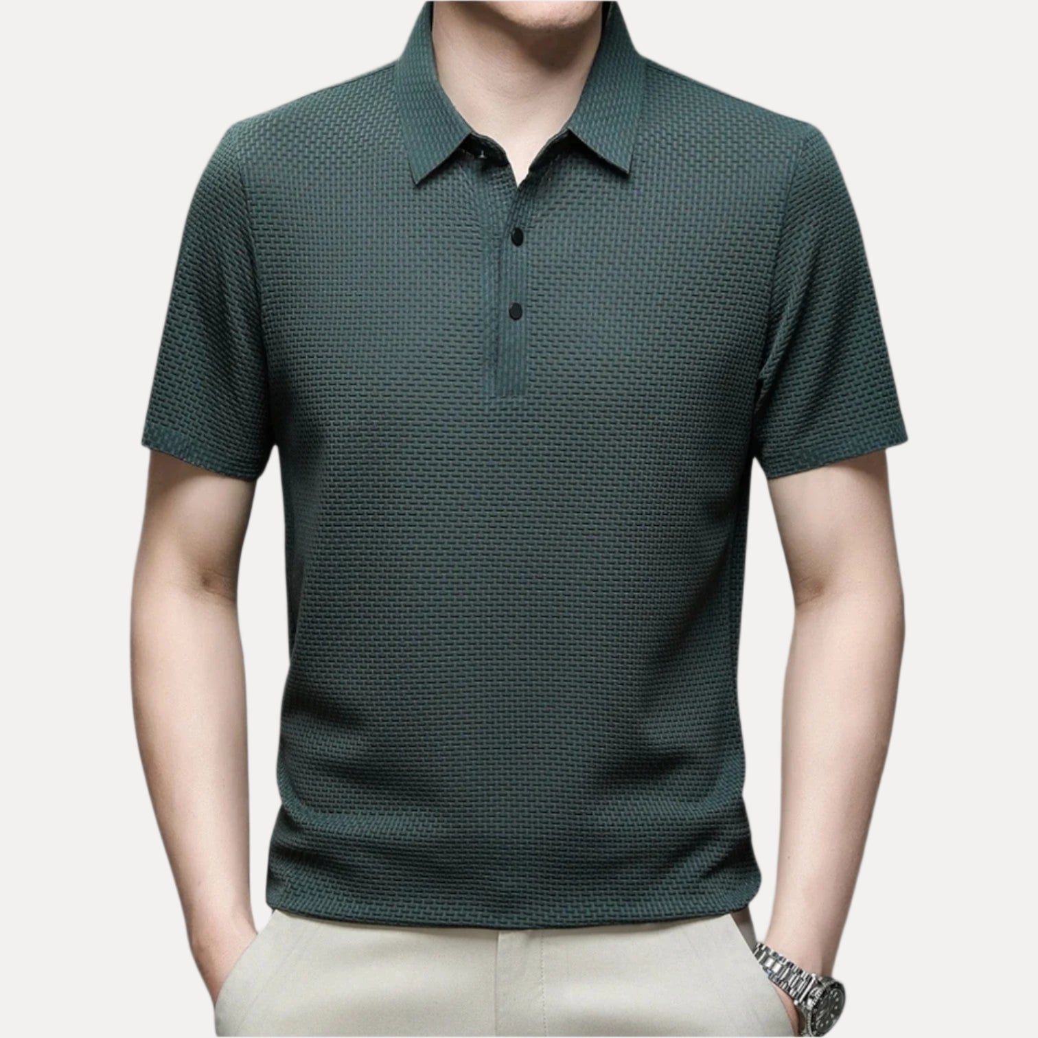 Textured Short Sleeve Polo Shirt for Men - Armoire Melbourne