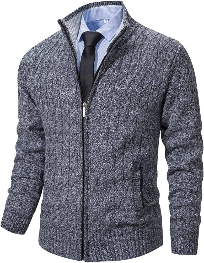 Zipped Cable Knit Cardigan with Ribbed Hem - Armoire Melbourne