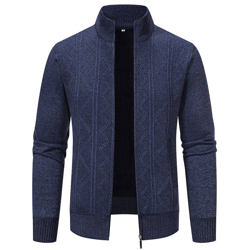 Zipped Knitted Cardigan with Geometric Pattern - Armoire Melbourne